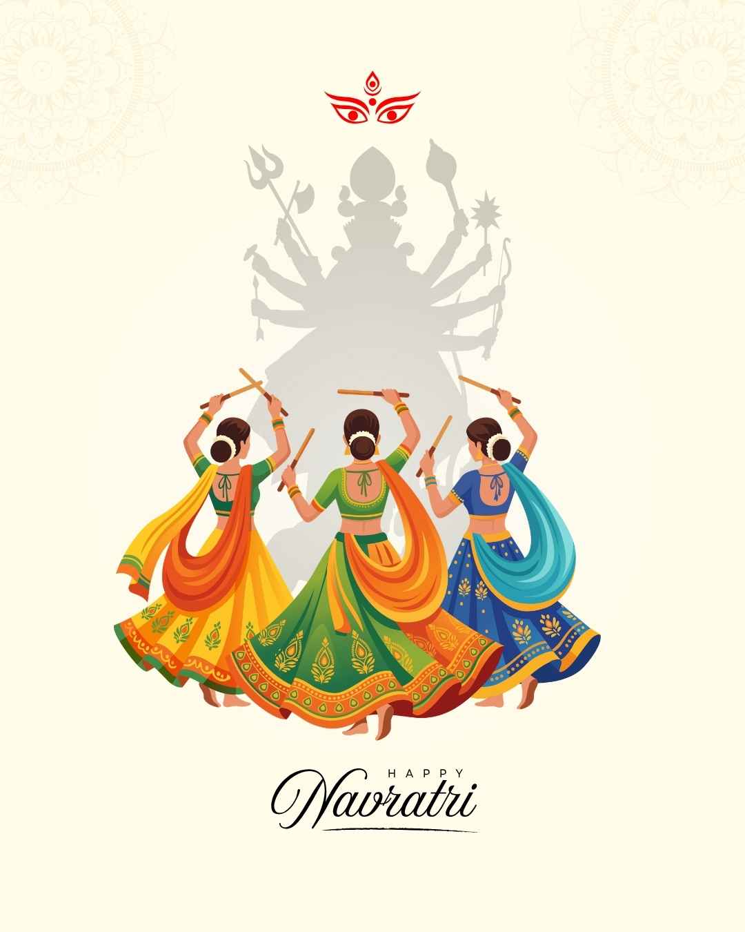 Traditional Navdurga festive greeting poster design for Navratri social media