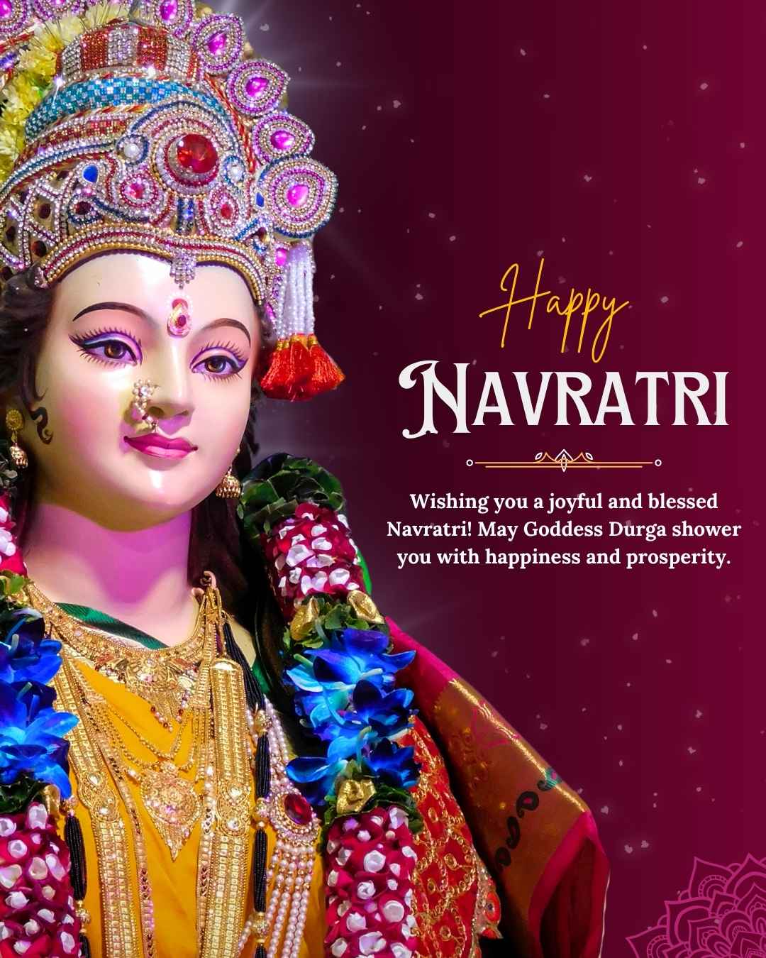 Maa Durga crown themed Navratri greeting poster for Instagram and WhatsApp